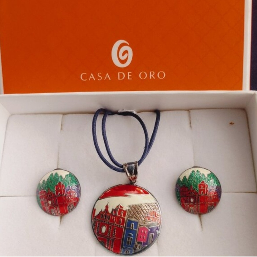 Sterling Silver***Casa De Oro Necklace and Earring Set